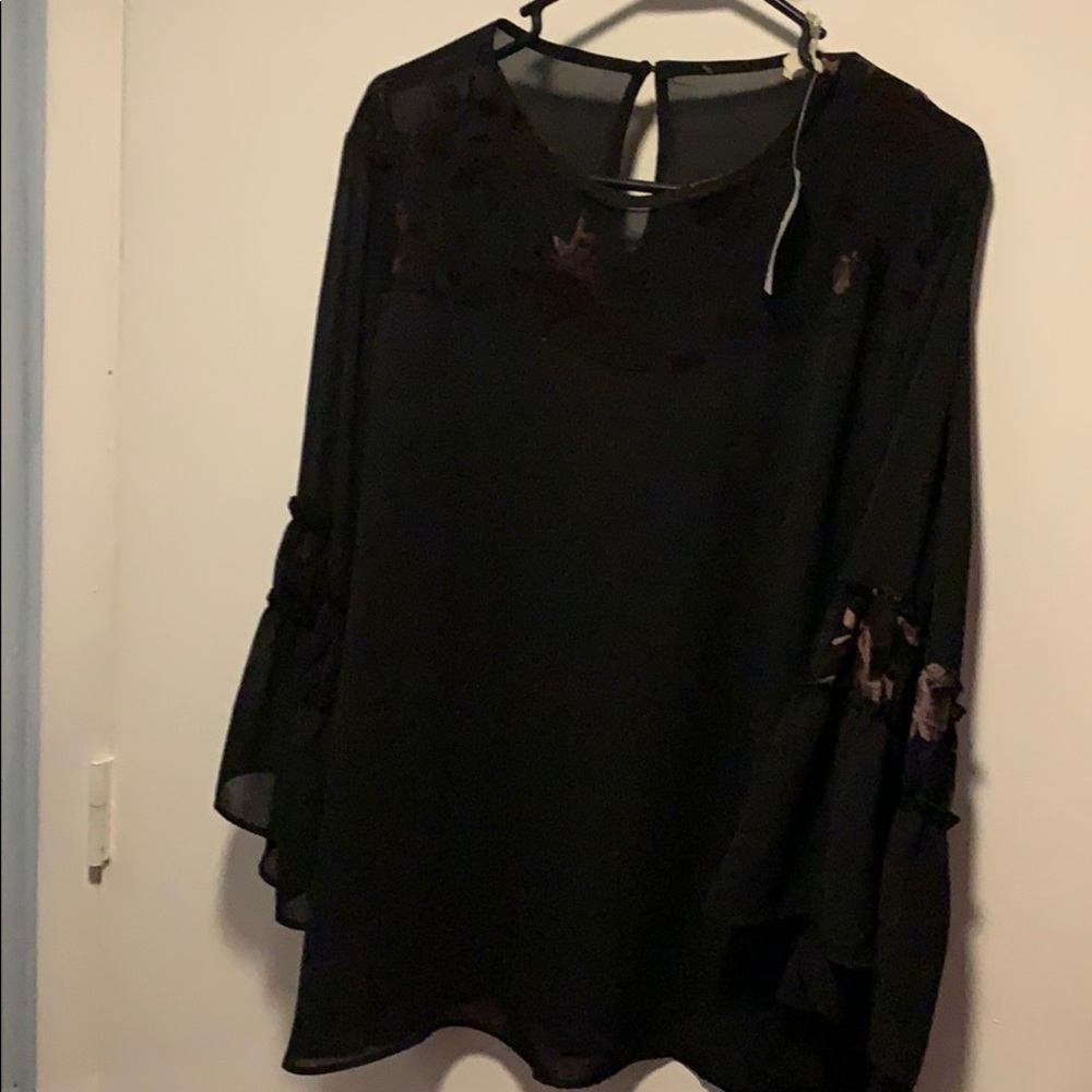 2x Loralette Sheer bell sleeved shirt  NWT